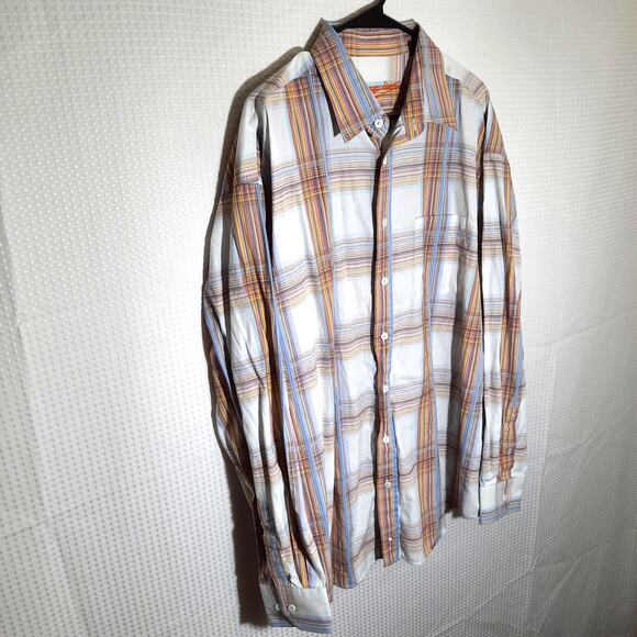 Bugatchi Uomo XXL Shirt Men’s Plaid Cotton Long Sleeve Made Korea Embroidered - Picture 2 of 8